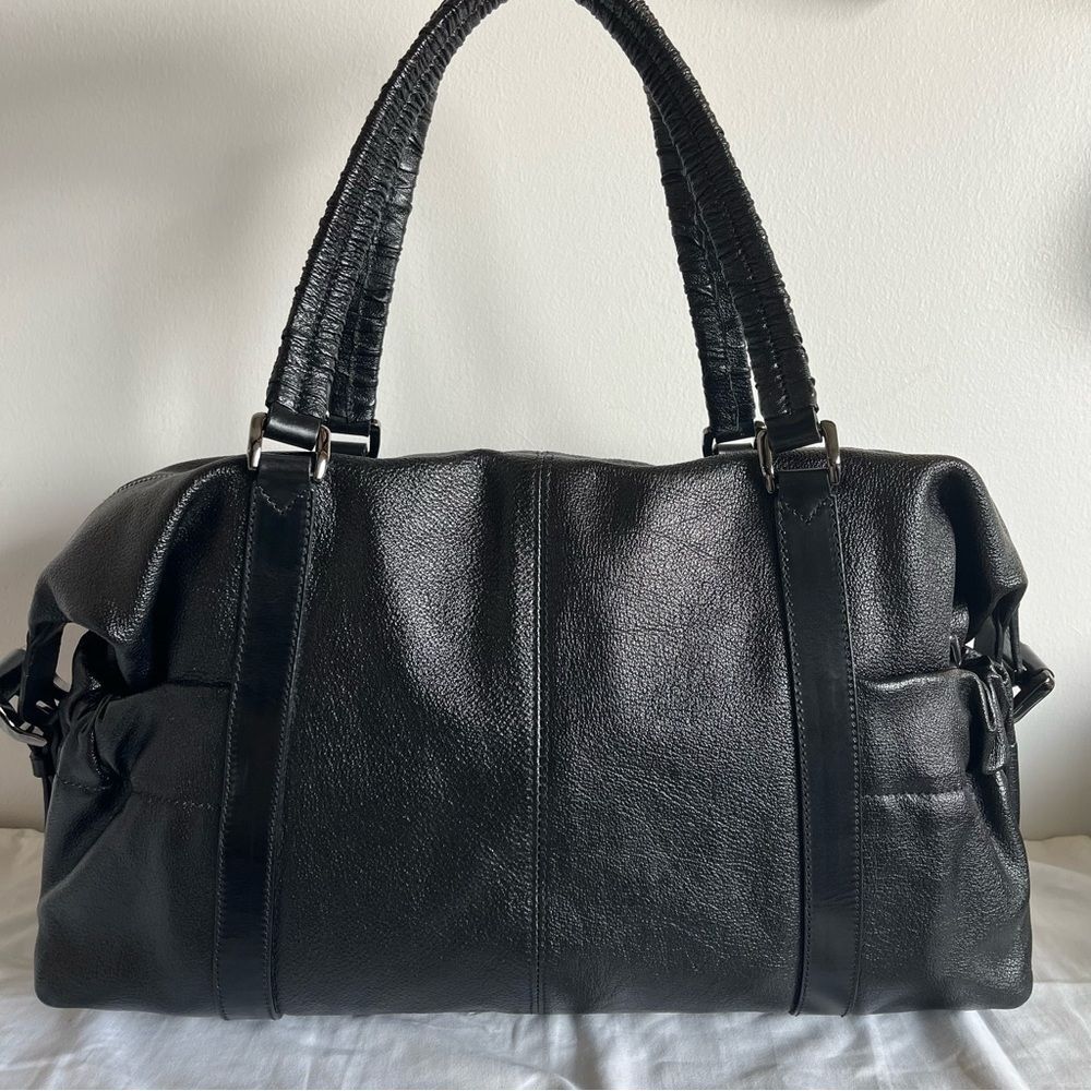 BURBERRY Black XL Calf Leather Hobo Shoulder Bag Haymarket Nova Check Canterbury - Picture 11 of 16